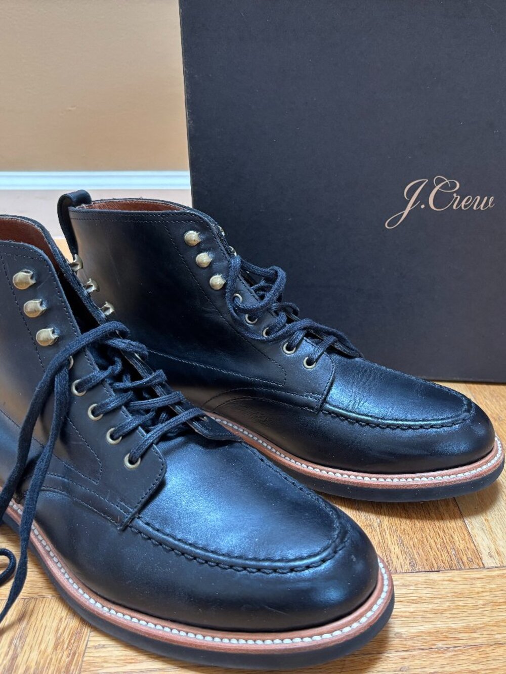 J.Crew Mens Kenton Pacer Leather Boots Black Size 10